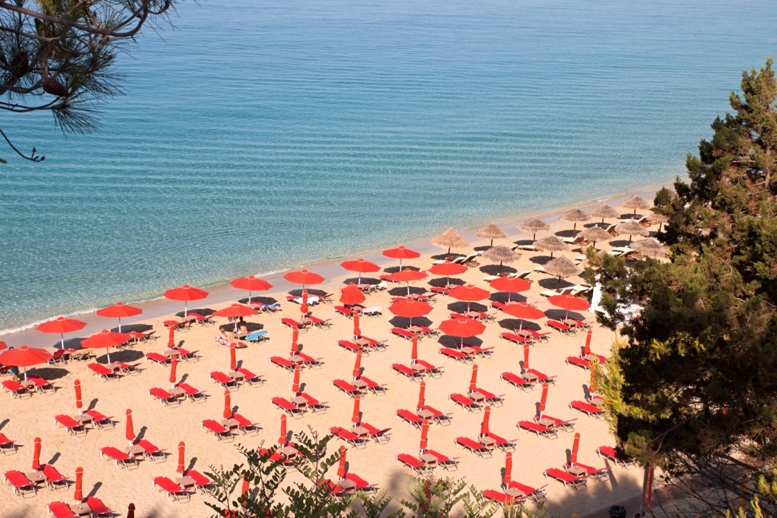'Makris Gialos' and 'Platis Gialos' beach at Argostoli of Kefalonia island in Greece